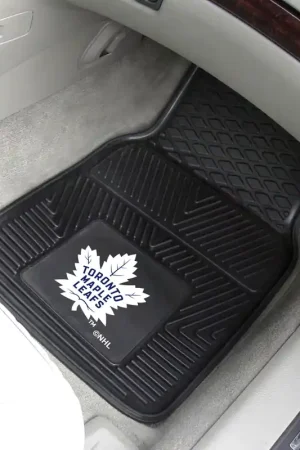 Vinyl Front Floor Mats with Toronto Maple Leafs Logo; Black Limited Edition