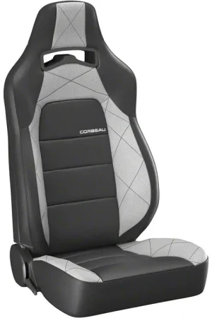 Corbeau Trailcat Reclining Seats; Black Vinyl/Gray HD Vinyl; Pair Top Rated