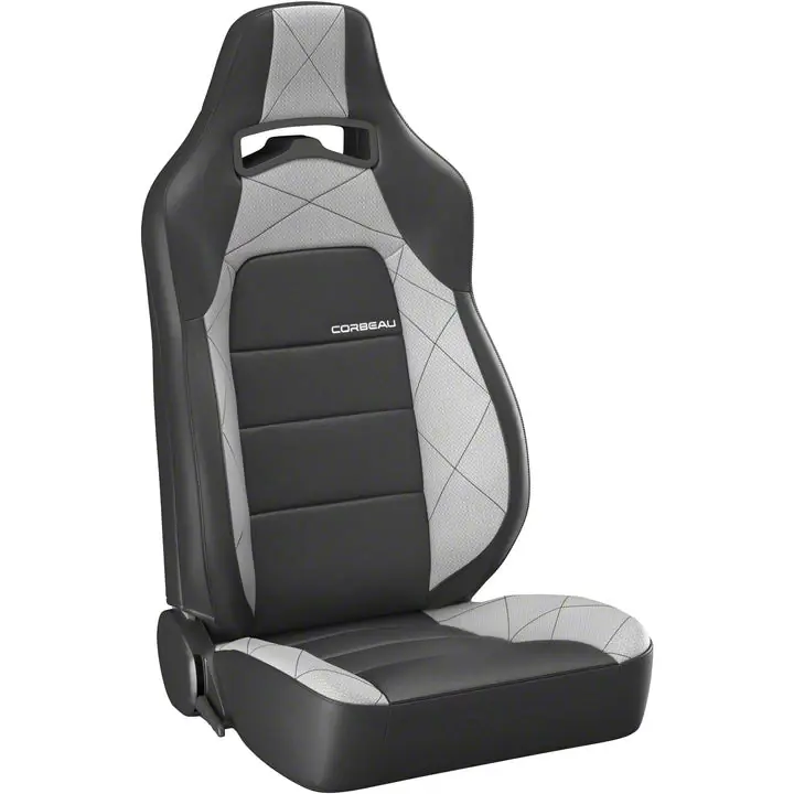 Corbeau Trailcat Reclining Seats; Black Vinyl/Gray HD Vinyl; Pair Top Rated