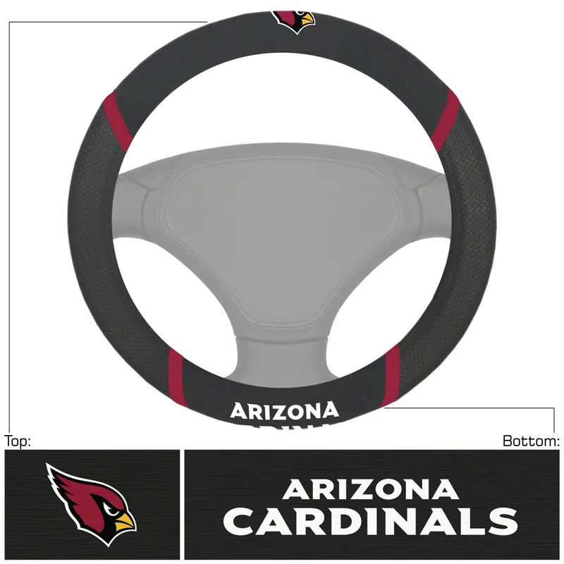 Steering Wheel Cover with Arizona Cardinals Logo; Black Handmade