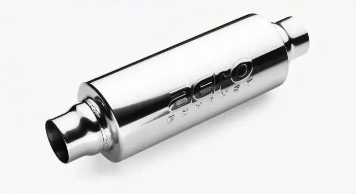 Best Price Aero Exhaust AR 20 Series Resonator; 14-Inch Overall; 2-Inch Inlet and Outlet; Polished
