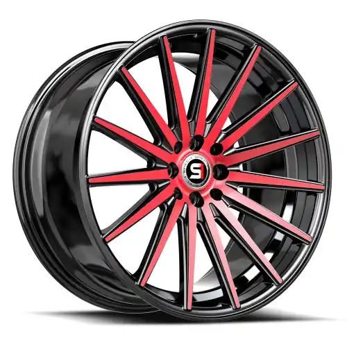 Spec-1 SP-69 5x112/5x114.3 19x8.5 +38 Gloss Black & Red Machined Genuine