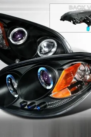 Chevrolet Cobalt Custom Disco Black & Blue Dual Halo LED Projector Headlights with Amber Reflector - 2LHP-COB05JMB-YD Limited Offer