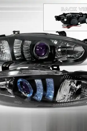 Mitsubishi Mirage 2DR Custom Disco Black Halo Projector Headlights - LHP-MRG972JMB-TM Crafted