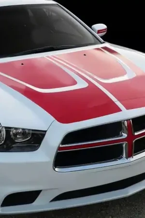 Hood Accent Crown Stripes; Gloss Black Secure Checkout