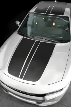 Over-The-Top Sport Double Stripes; Matte Black Limited Time