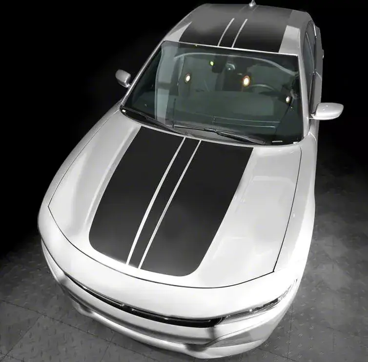 Over-The-Top Sport Double Stripes; Matte Black Limited Time