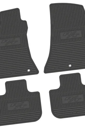 High Quality Factory Floorpan Fit Custom Vintage Scene Front and Rear Floor Mats with 2015 R/T Insert; Black