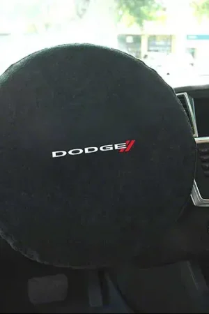 Steering Wheel Cover with Dodge Two Red Slashes Logo; Black Place Order