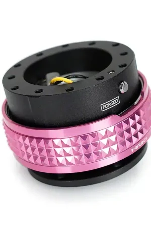 NRG Innovations Steering Wheel Hub Quick Release; Black with Pink Pyramid Ring Final Sale