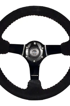 NRG Innovations 350mm Steering Wheel; Black Suede with Red Stitching Markdown