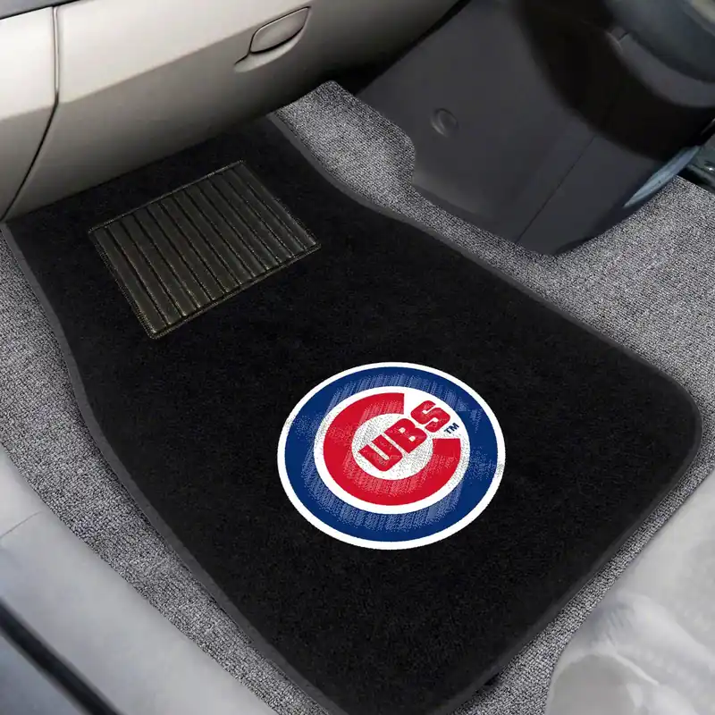 Order Now Embroidered Front Floor Mats with Chicago Cubs Logo; Black