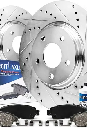 Same Day Shipping 6pc Front Drilled Slotted Rotors and Ceramic Brake Pads Kit