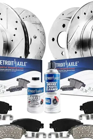 10pc Front & Rear Drilled Slotted Rotors and Ceramic Brake Pads Kit Order Now