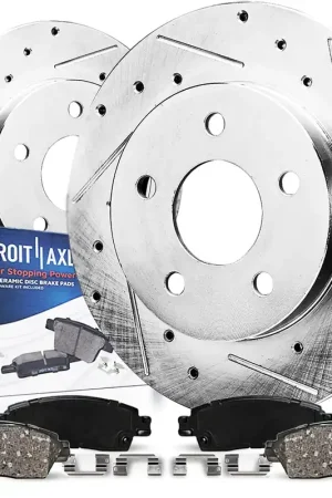 4pc Rear Drilled Slotted Rotors and Ceramic Brake Pads Kit In Demand