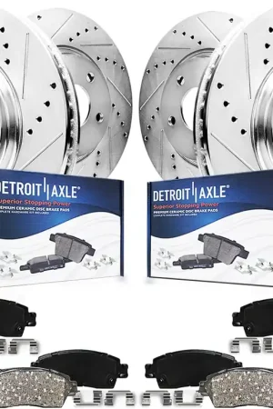 Next Day Delivery 8pc Front & Rear Drilled Slotted Rotors and Ceramic Brake Pads Kit