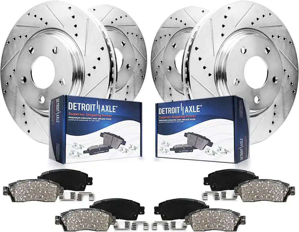 Next Day Delivery 8pc Front & Rear Drilled Slotted Rotors and Ceramic Brake Pads Kit