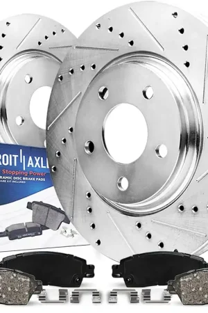 4pc Front Drilled Slotted Rotors and Ceramic Brake Pads Kit Limited Edition
