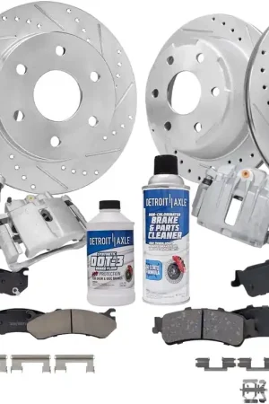 Special Discount 14pc Front & Rear Drilled Slotted Rotors Calipers Ceramic Brake Pads Kit