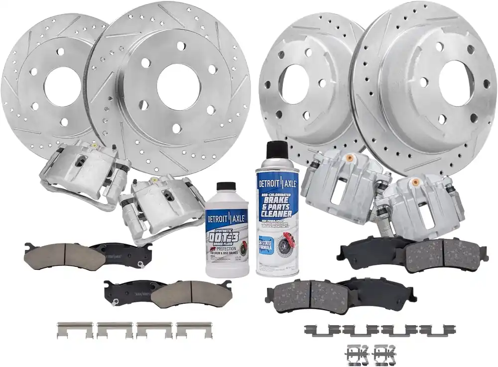 Special Discount 14pc Front & Rear Drilled Slotted Rotors Calipers Ceramic Brake Pads Kit