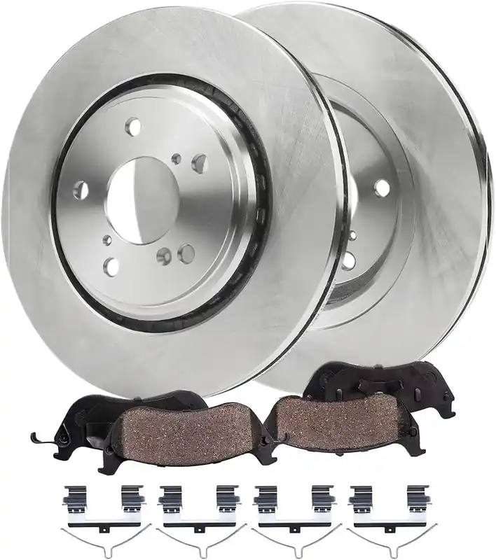 4pc Front Disc Rotors and Ceramic Brake Pads Kit Today Only