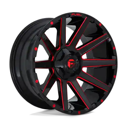 Price Cut Fuel 1PC D643 CONTRA 8X170 20X10 -18 GLOSS BLACK RED TINTED CLEAR