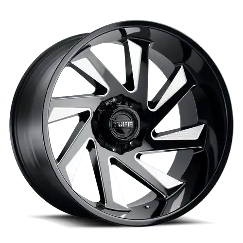 Tuff T1B 8X170 26X14 -72 GLOSS BLACK W/ MILLED SPOKES Fast Shipping