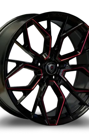 Price Cut Marquee M1004 Wheel 20x9 5x114.3 Gloss Black w/ Red Milling 33mm - FREE T-SHIRT INCLUDED!