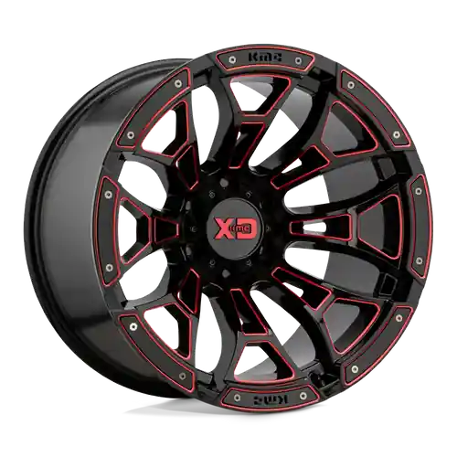 Handmade XD XD841 BONEYARD 8X170 20X10 -18 GLOSS BLACK MILLED WITH RED TINT