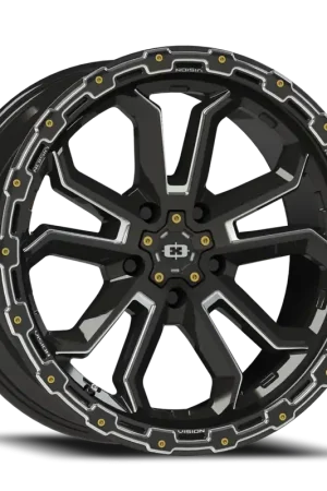 Get Yours Vision Korupt 405 Wheel 18x9 5x127 Gloss Black Milled Spoke -12mm - FREE T-SHIRT INCLUDED!