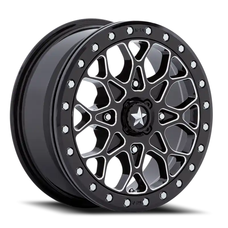 Msa Offroad M48 Portal Beadlock Atv Utv Wheel 15x6 4x156 Gloss Black Milled With Gloss Black Ring 38mm - FREE T-SHIRT INCLUDED! Grab Now