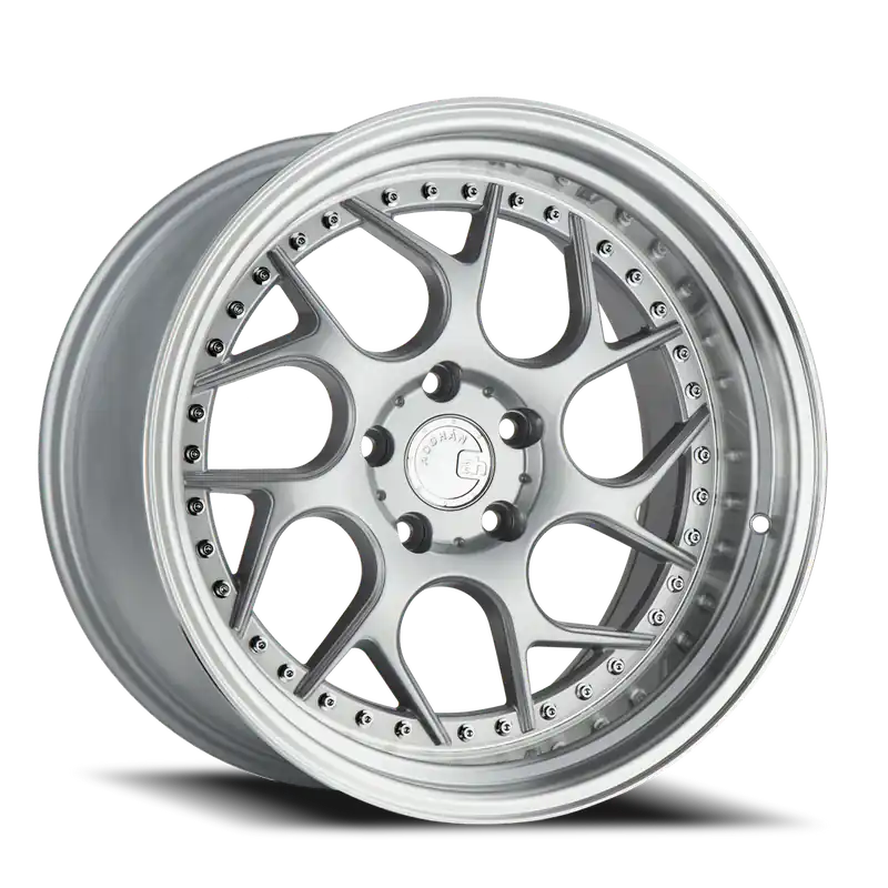 Must Have Aodhan Ds01 Wheel 18x8.5 5x114.3 Silver w/ Machined Lip And Chrome Rivets 35mm - FREE T-SHIRT INCLUDED!