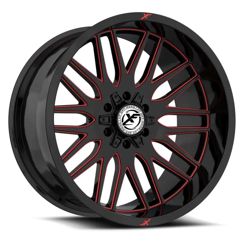 Order Now Xf Off-Road Xf-240 Wheel 17x9 5x127 & 5x139.7 Gloss Black & Red Milled 0mm