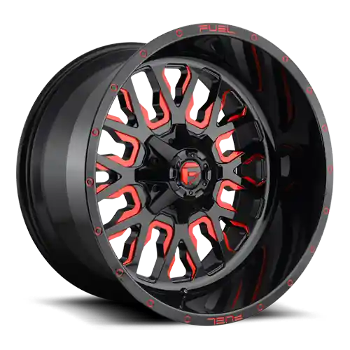 Fuel D612 Stroke Wheel 20x9 6x135 & 6x139.7 Gloss Black Milled With Red Tint 1mm - FREE T-SHIRT INCLUDED! Viral