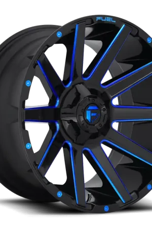 Fuel D644 Contra Wheel 20x9 5x114.3 & 5x127 Gloss Black Milled With Blue Tint 1mm - FREE T-SHIRT INCLUDED! Trending
