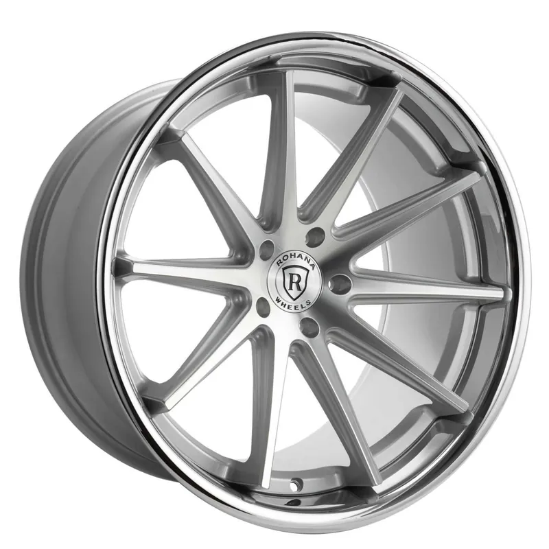 Rohana Rfc10 Wheel 22x9 5x114.3 Machine Silver w/ Chrome Lip 35mm - FREE T-SHIRT INCLUDED! Top Rated