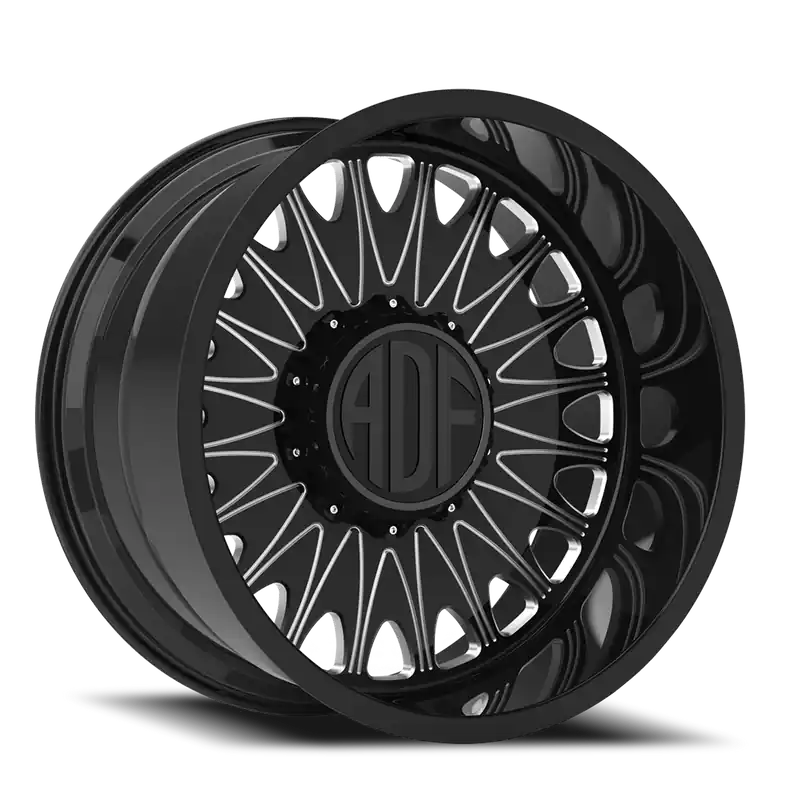 Must Have Adf Roulette Wheel - 24x12 8x165.1 Gloss Black/Machined -40mm - MINIMUM PURCHASE OF 4 - FREE T-SHIRT INCLUDED!