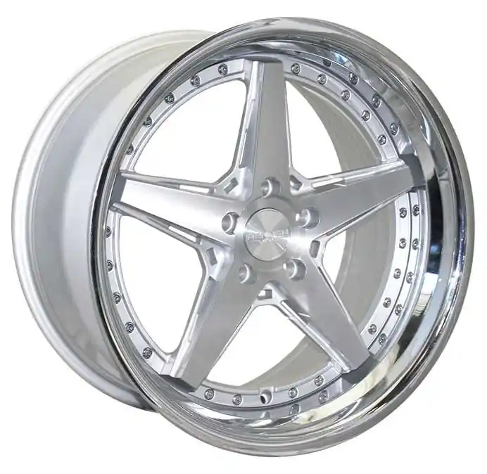 Rennen Csl-7 Wheel 19x8.5 Blank Custom Drilled Silver Brushed w/ Chrome Step Lip 15mm - FREE T-SHIRT INCLUDED! Super Sale