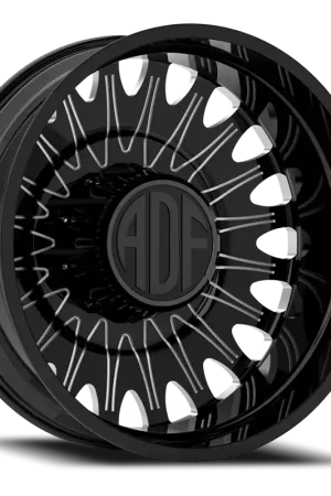 Super Sale Adf Roulette Dually Wheel - 26x8.25 8x165.1 Gloss Black/Machined -156mm - MINIMUM PURCHASE OF 4 - FREE T-SHIRT INCLUDED!
