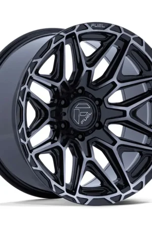 Same Day Shipping Fuel Fc885 Injector Wheel 20x9 8x180 Gloss Black Machined Face w/ Dark Tint 20mm - FREE T-SHIRT INCLUDED!