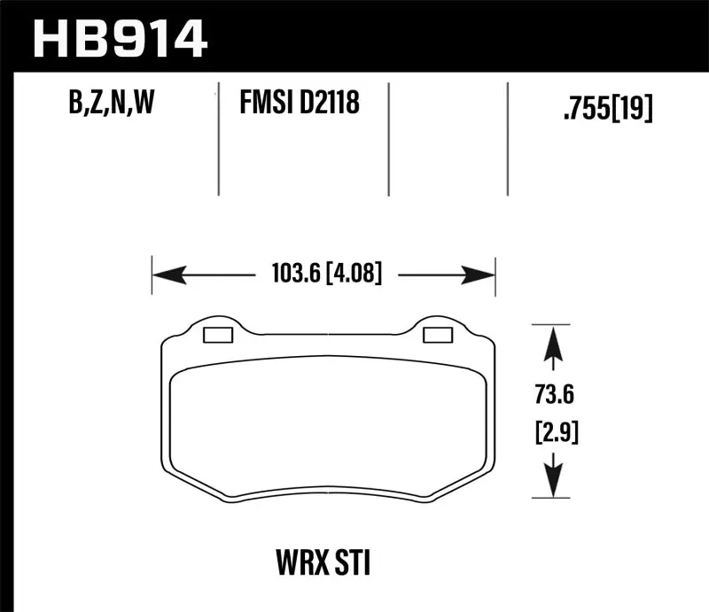 Same Day Shipping Hawk 2018 Subaru WRX STI HPS 5.0 Rear Brake Pads
