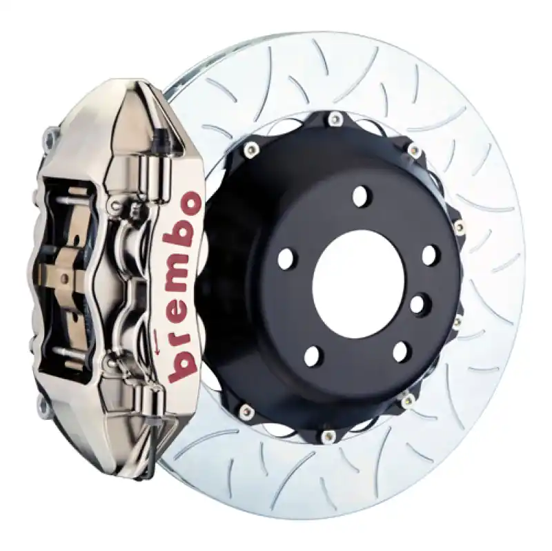 Brembo 08-15 Lancer Evo X Rear GTR BBK 4 Piston Billet345x28 2pc Rotor Slotted Type3- Nickel Plated Top Rated