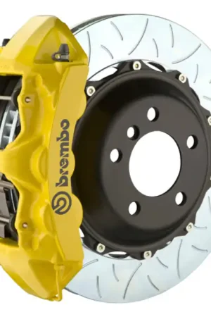 Seasonal Sale Brembo 08-14 WRX/15-21 WRX Front GT BBK 6 Piston Cast 355x32 2pc Rotor Slotted Type3- Yellow