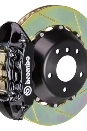 Brembo 11-18 Cayenne Turbo Rear GT BBK 4 Piston Cast 380x28 2pc Rotor Slotted Type-1-Black Sale
