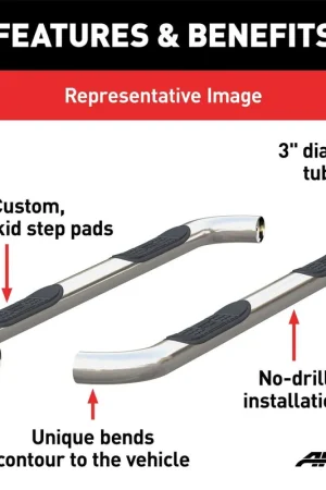 Aries 3" Round Polished Stainless Side Bars, Select Ford Bronco BBDR 203038-2 New Release