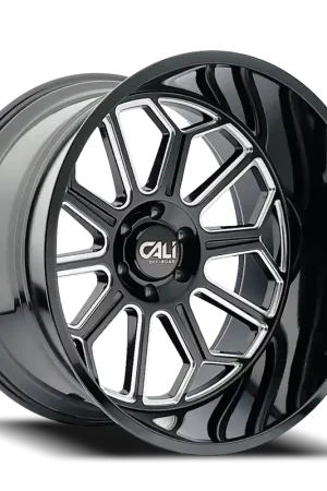 Cast Aluminum Wheels Auburn 9117 BM 20x9 Milled Gloss Black 8 On 165.1 Bolt Pattern -12 Offset Cali Offroad Wheels Markdown