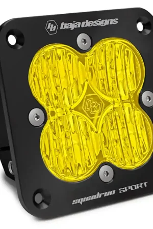 Exclusive Baja Designs Squadron Sport Black Wide Cornering Pattern Flush Mount LED Light Pod - Amber