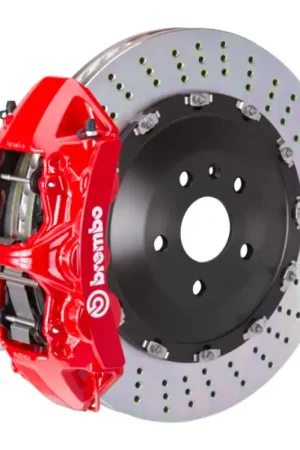 Affordable Brembo 15-18 M3 (CC Brake Equipped) Front GT BBK 6 Piston Cast 405x34 2pc Rotor Drilled-Red