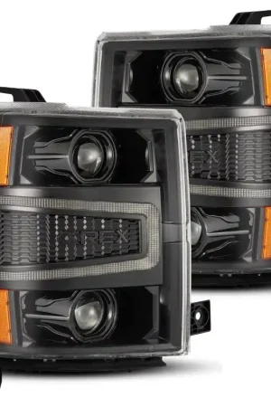 AlphaRex 04-15 Chevy 1500HD LUXX LED Proj Headlights Alpha-Black w/Seq Activation Light / Seq Signal Free Returns