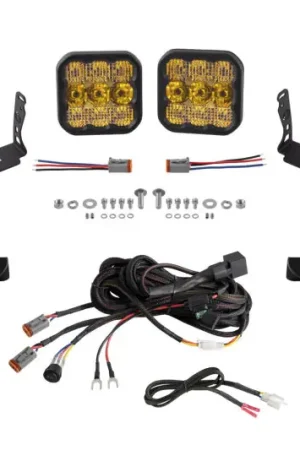 Diode Dynamics 21-22 Ford F-150 SS5 Bumper LED Pod Light Kit - Yellow Pro Combo Handmade